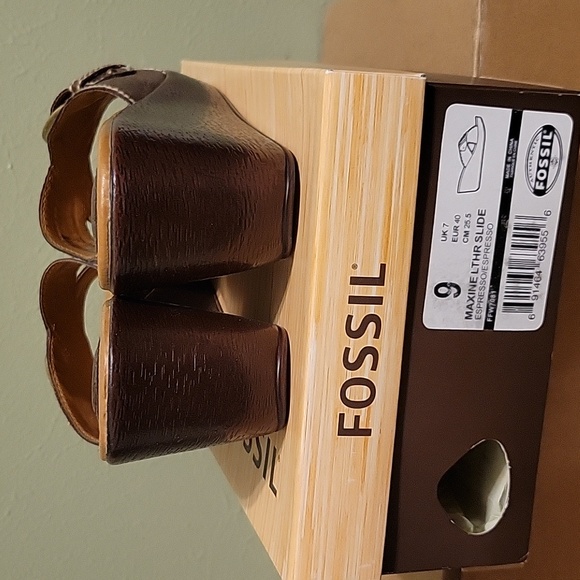 Fossil Maxine brown leather wedge sandals - Picture 4 of 7